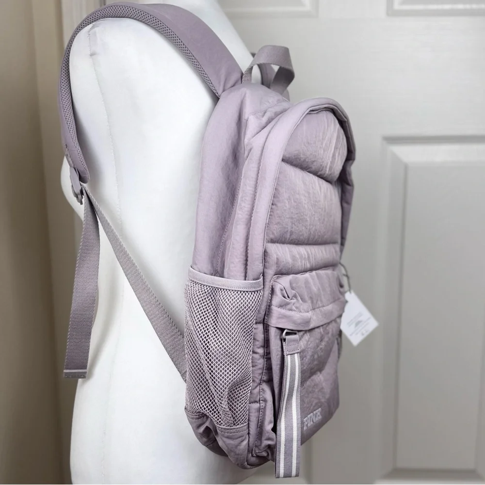 NWT PINK Victoria's Secret Quilted Spring Violet Puffer School Backpack Laptop